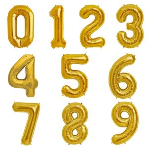 Шар Цифра, Золото, 102см , От 0 до 9, 1 шт.
