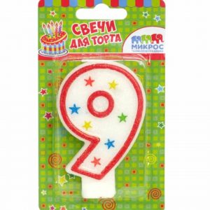 Свеча цифра с блëстками, 8,5 см. от 0 до 9