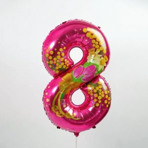 Шар, цифра 8 с цветами, 80 см.